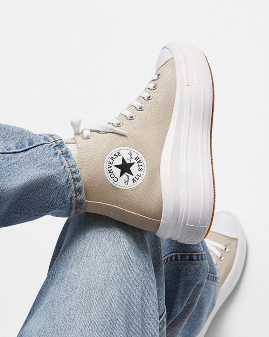Women's Converse Chuck Taylor All Star Move High Top Platform Shoes Grey / White / Grey | AU E9C64Z